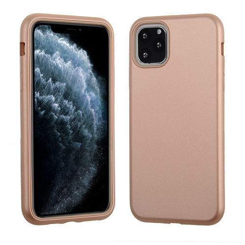 Apple iPhone 11 Pro Max Rose Gold Hard Plastic Cover with Soft Silicone Skin - Dual Layer Protection