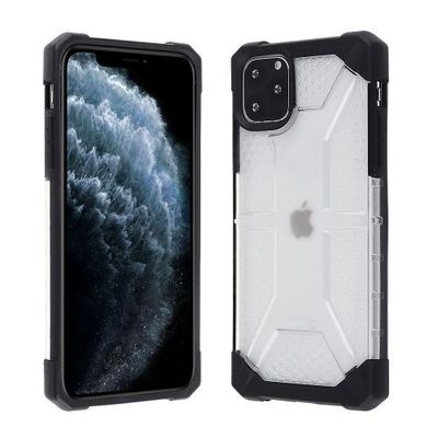 Apple iPhone 11 Pro Max Clear Hexagon Patterned PC Back Case with Black TPU Edge – Sleek Design and Durable Protection