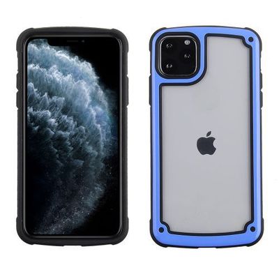 Apple iPhone 11 Pro Max Clear PC Protective Back Case with Blue TPU Edge – Sleek, Durable, and Impact-Resistant
