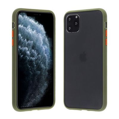 Apple iPhone 11 Pro Max Black Frosted PC Hard Back Case with Green TPU Bumper Edge – Sleek & Durable Protection