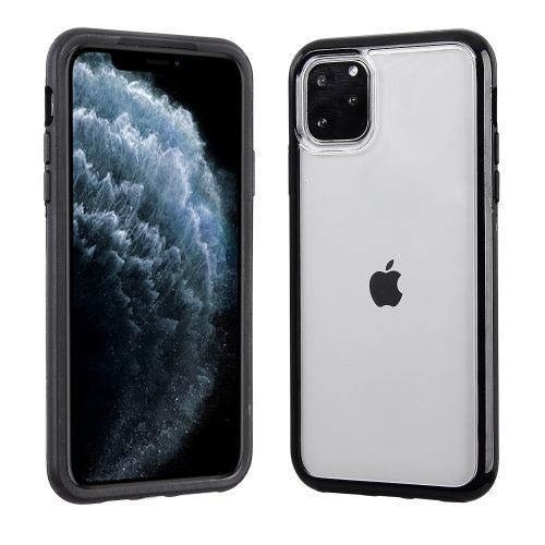 Apple iPhone 11 Pro Max Clear PC Hard Back Cover with Black Protective Bumper Edge – Sleek, Durable Protection