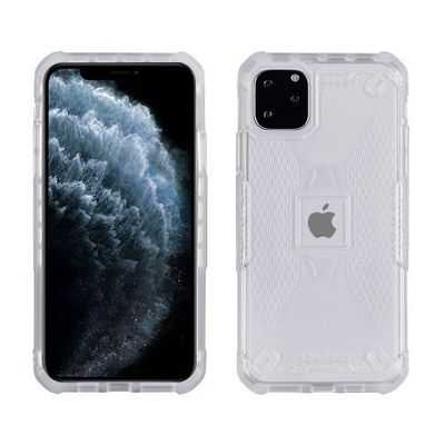 Apple iPhone 11 Pro Max Honeycomb Patterned Clear PC Hard Back Case with Clear TPU Bumper – Stylish & Durable Protection
