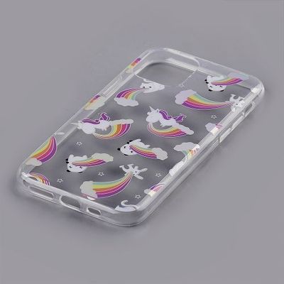 Apple iPhone 11 Pro Max Holographic Rainbow Animals Pattern on Clear PC Back Case with Clear TPU Edge – Unique & Stylish Protection