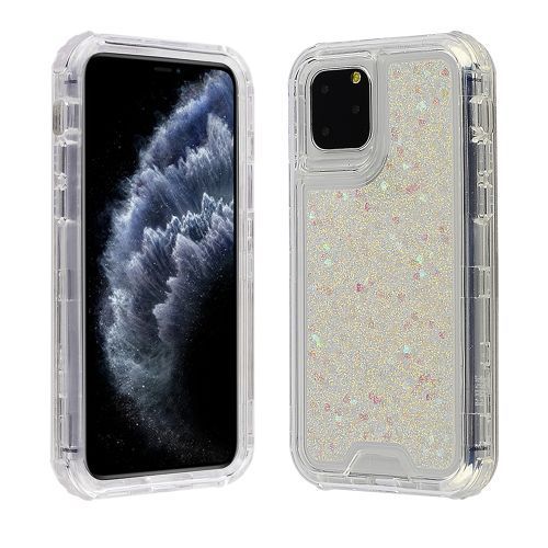 Apple iPhone 11 Pro Rainbow Glitter Hearts Hybrid Case – Stylish, Protective Design with Sparkle