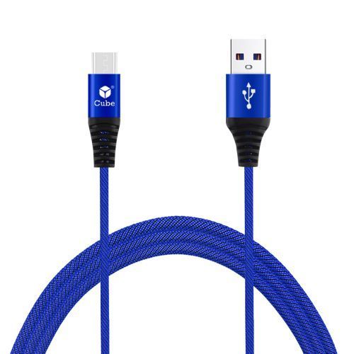 Blue & Red 2.1A Rapid Charging 5ft Fabric Cable for Micro USB – Metal Tip, Extra Strength, Premium Packaging