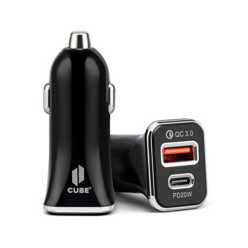 Black and White 38W Quick Charge USB & PD Car Square Charger – Fast Charging, Premium Packaging