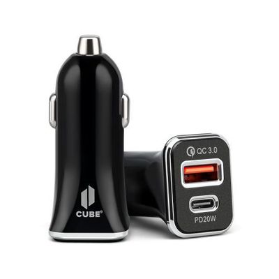 Black and White 38W Quick Charge USB & PD Car Square Charger – Fast Charging, Premium Packaging