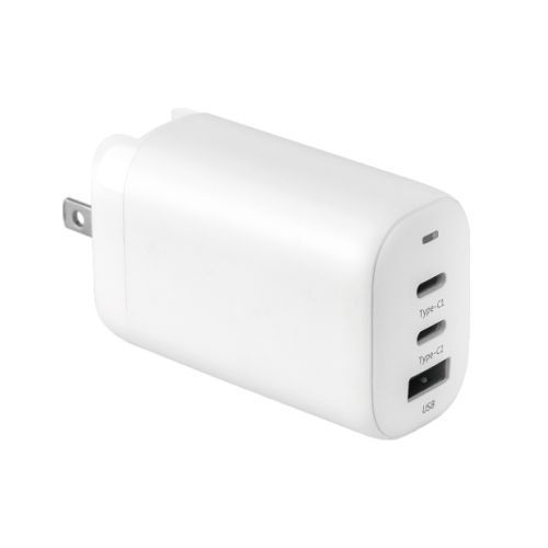 White 3-Port 65W Type C Compact Fast Home Charger