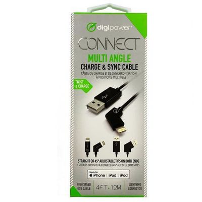 Black 4FT Multi Adjustable Angle Charge and Sync Cable - SP-SWL1