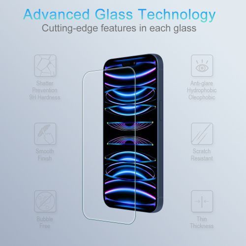 Apple iPhone 15 Pro (6.1) / iPhone 15 Tempered Glass Screen Protector - Shock-Absorbent Processed Glass