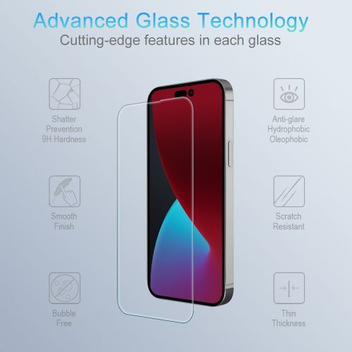 Apple iPhone 14 Pro Max Tempered Glass Screen Protector - Shock-Absorbent Processed Glass