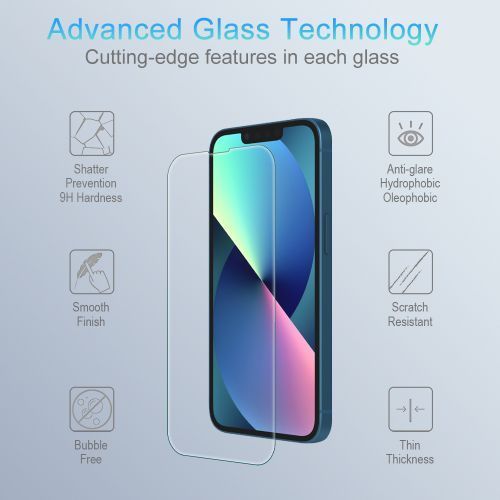 Apple iPhone 13 / iPhone 13 Pro (6.1) / iPhone 14 (6.1) Tempered Glass Screen Protector - Shock-Absorbent Processed Glass