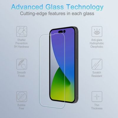 Apple iPhone 14 Pro (6.1) Tempered Glass Screen Protector - Shock-Absorbent Processed Glass Apple iPhone 14 Pro (6.1) Tempered Glass Screen Protector - Shock-Absorbent Processed Glass