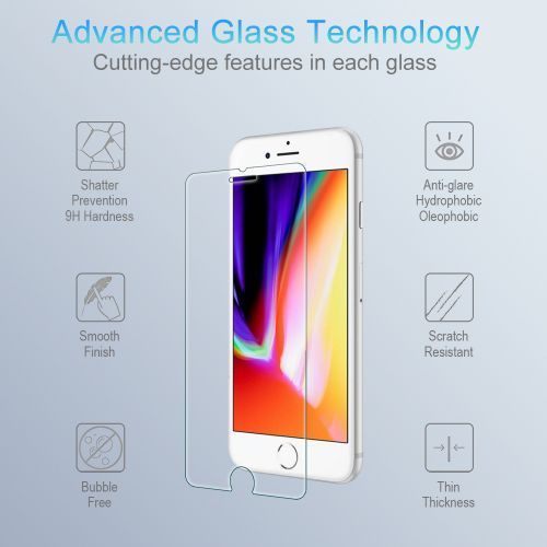 Apple iPhone 8 / iPhone 7 / iPhone 6 / iPhone 6s Tempered Glass Screen Protector - Shock-Absorbent Processed Glass