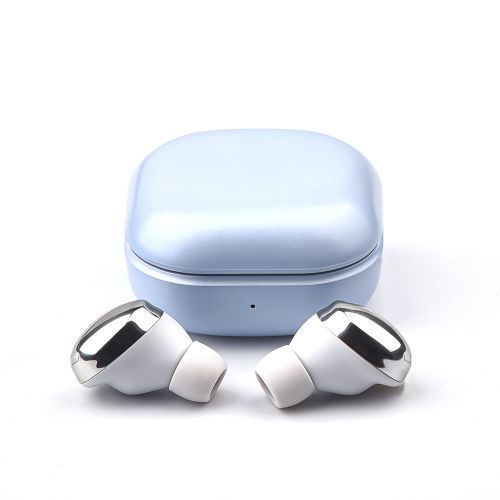 Silver & White Reflective Top Earbuds with Charging Dock - Pro5 - Stylish Sound & Comfort