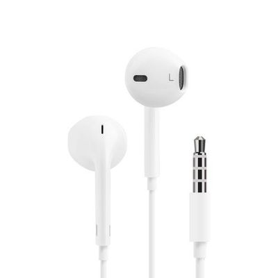 White High-Quality 3.5mm Port Stereo Hands-Free Flat Wire Earphones - Premium Packaging