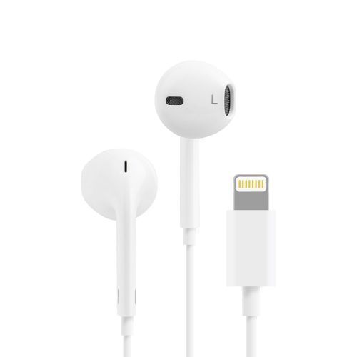 White High-Quality iPhone Port Stereo Hands-Free Flat Wire Earphones - Premium Packaging