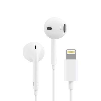 White High-Quality iPhone Port Stereo Hands-Free Flat Wire Earphones - Premium Packaging