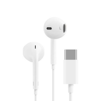 White High-Quality Type-C Port Stereo Hands-Free Flat Wire Earphones - Premium Packaging