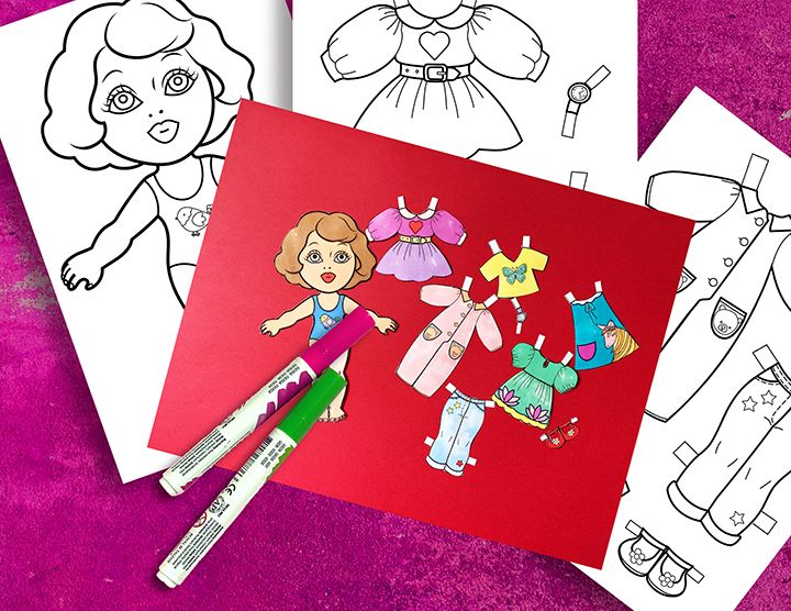 Big Paper Doll Coloring Pages – Instant Download