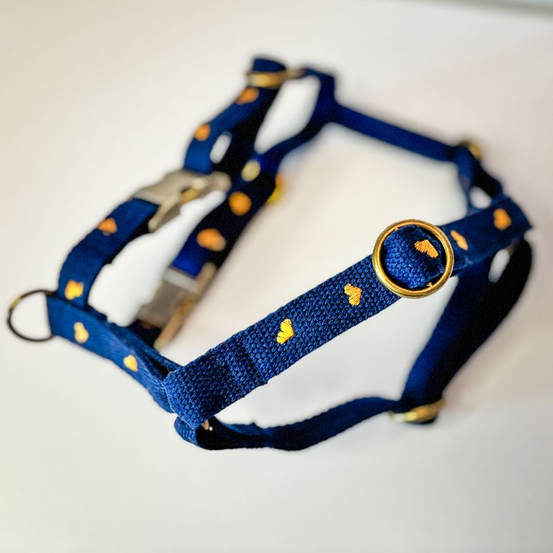 Motiv besticktes Hundegeschirr "Nature Blue Heart"