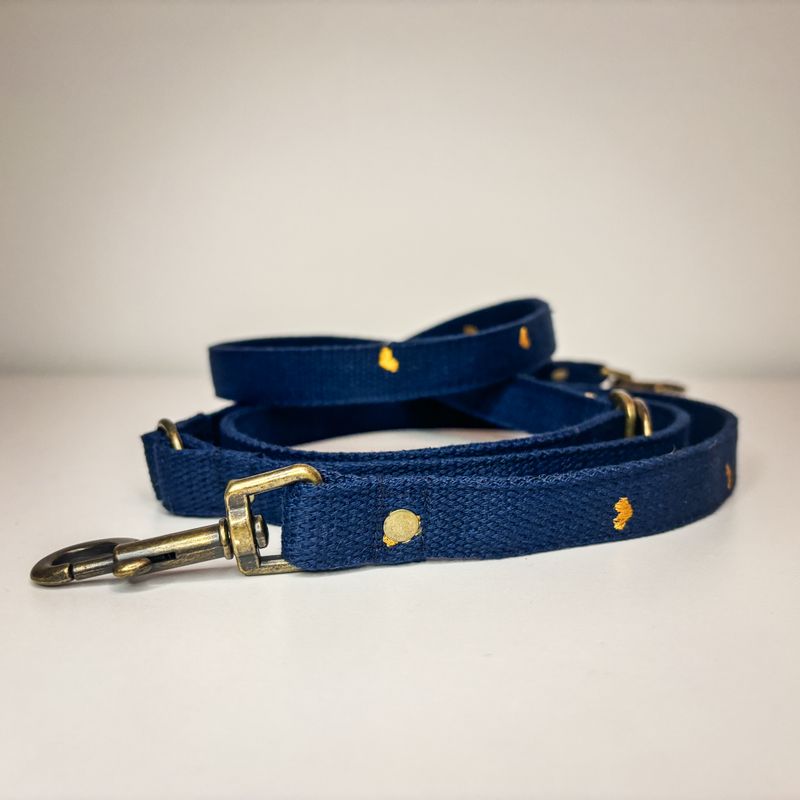 Motiv bestickte Hundeleine "Nature Blue"