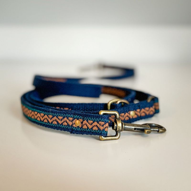bestickte Hundeleine "Nature Blue"