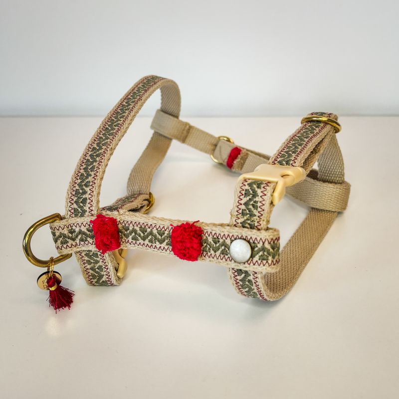 besticktes Hundegeschirr "Nature Beige"
