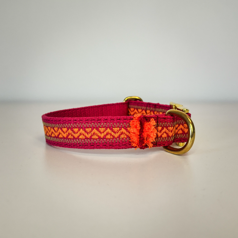 besticktes Hundehalsband "Nature Pink Ibiza“