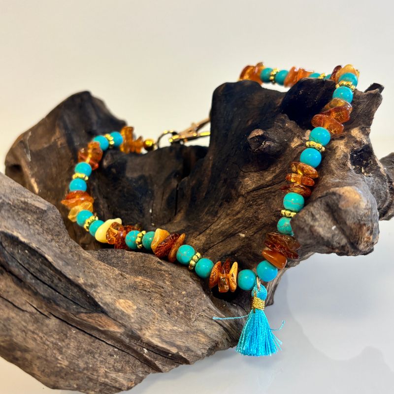 Bernsteinkette für Hunde "Turquoise"