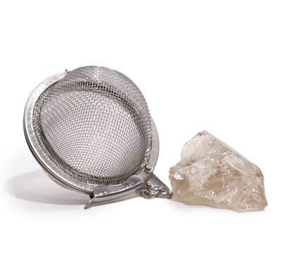 Colador de té de piedras preciosas de cristal crudo - Cuarzo ahumado