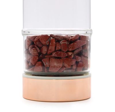Botella de cristal para te - oro rosa - Jasper rojo