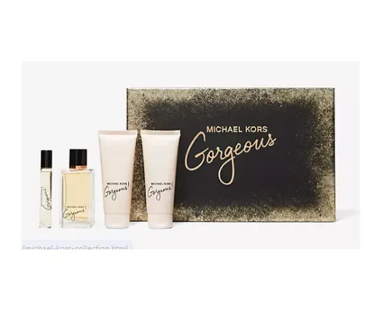 Michael Kors Gorgeous 4pc Set Parfum Spray 3.4 oz Lotion Shower Gel Purse Spray