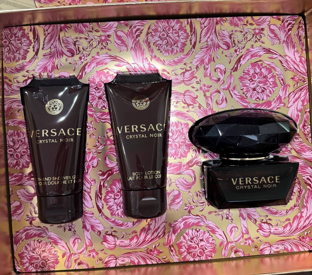 Versace Crystal Noir by Versace for Women 3 Piece Set Includes: 1.7 oz Eau de Parfum Spray + 1.7 oz Bath and Shower Gel + 1.7 oz Body Lotion