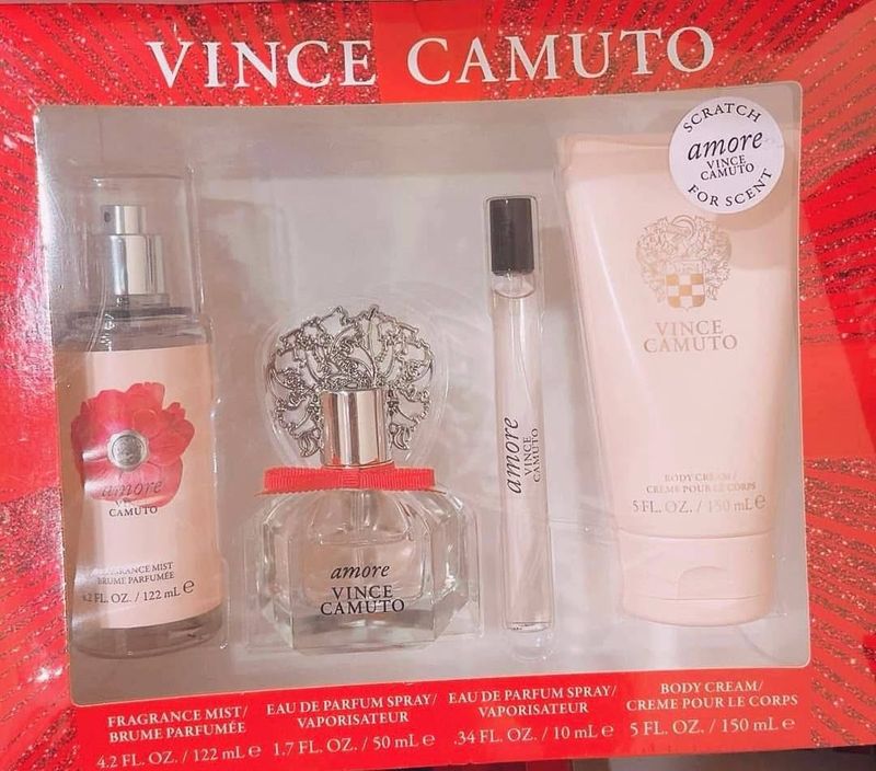 Vince Camuto Amore Gift Set Women 1.7oz +0.34 Eau De Parfum 5oz Cream 4.2 Mist