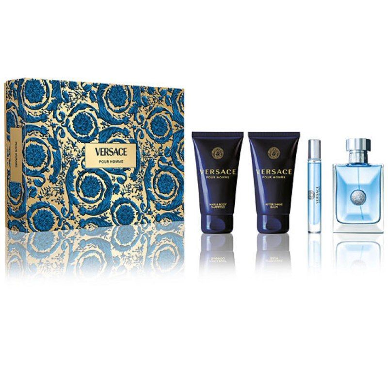 Eau de Toilette Spray, 3.4 oz.; Hair & Body Shampoo, 2.5 oz.; After Shave Balm, 2.5 oz.; Eau de Toilette Travel Spray, 0.3 oz.
