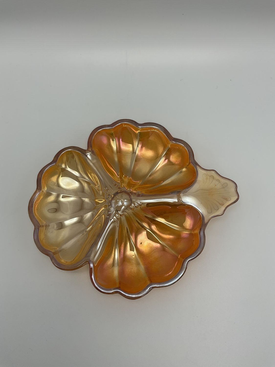 Marigold Carnival Glass Divided Dish
