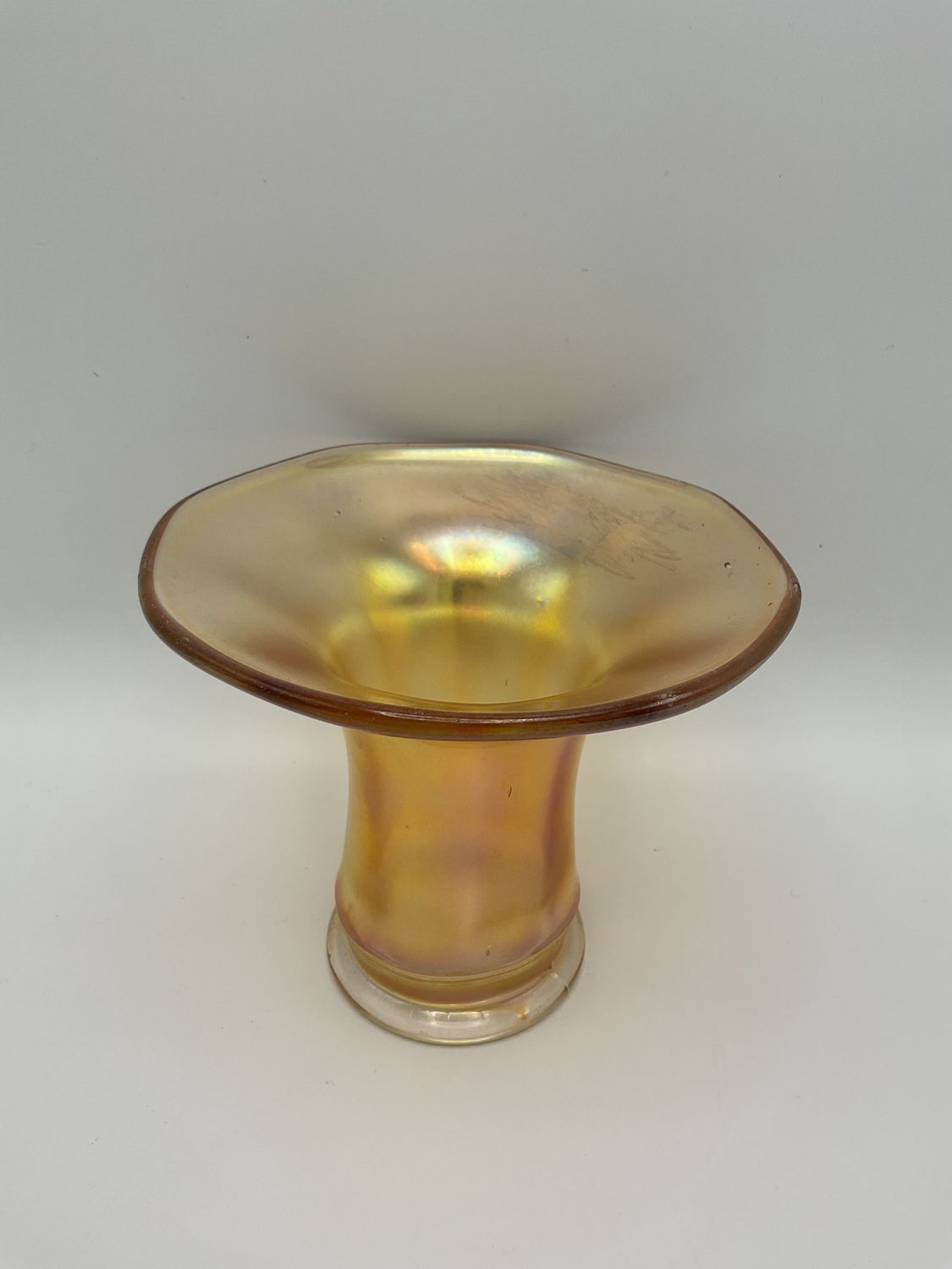 Antique Iridescent Gold Favrile-Style Art Glass Vase