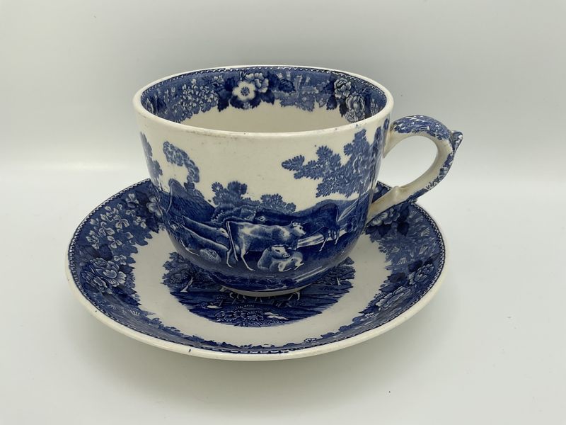 Ovrszd blue Stafford cup and saucer