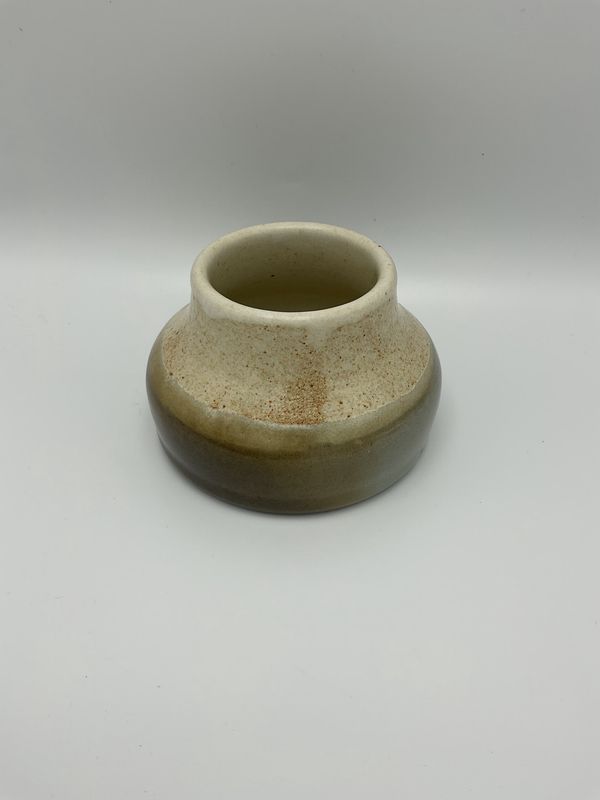 “K.M.” Small Short Studio Pottery Vase