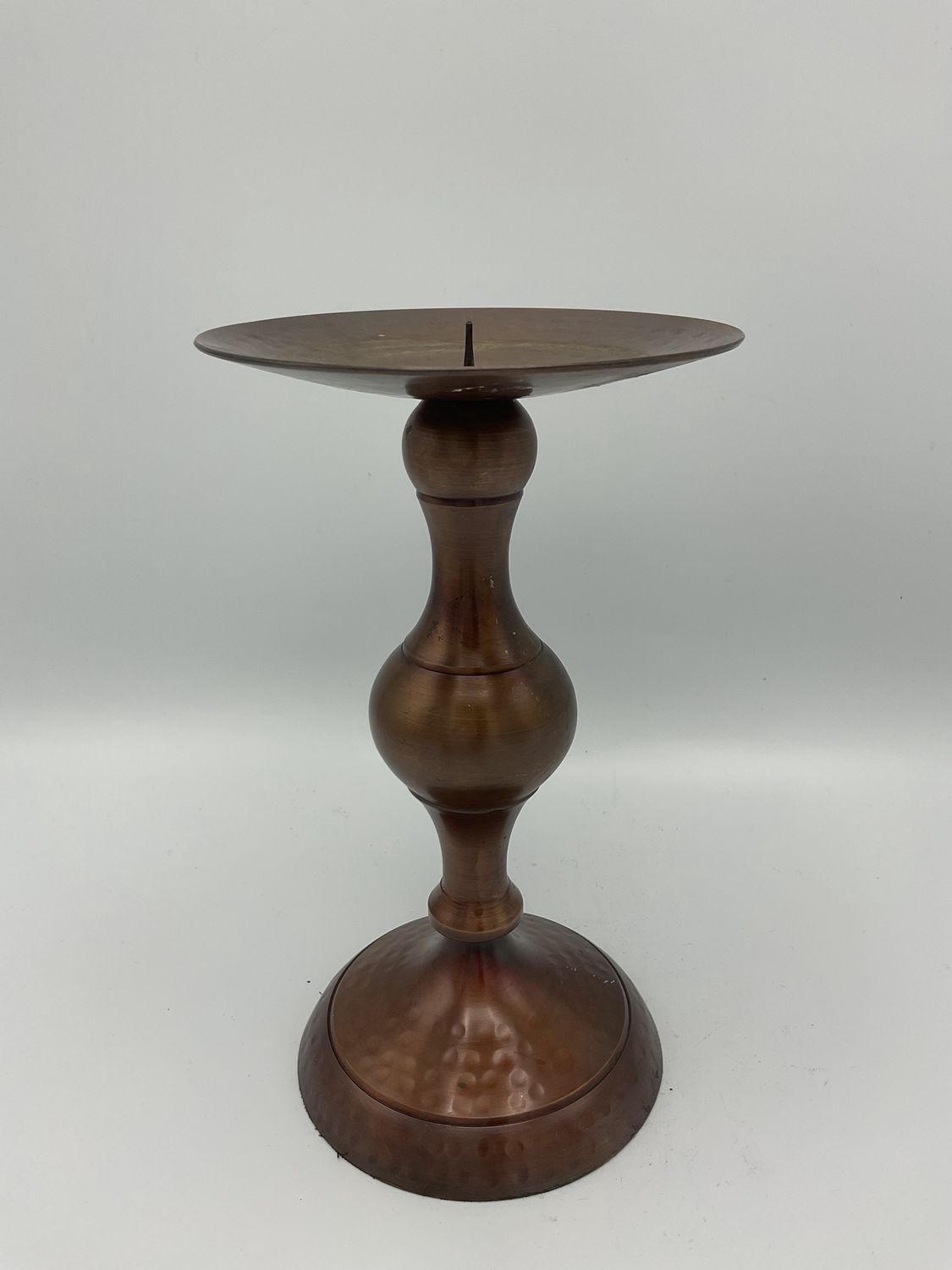 Copper-Finish Vintage Pillar Candle Holder - 8in