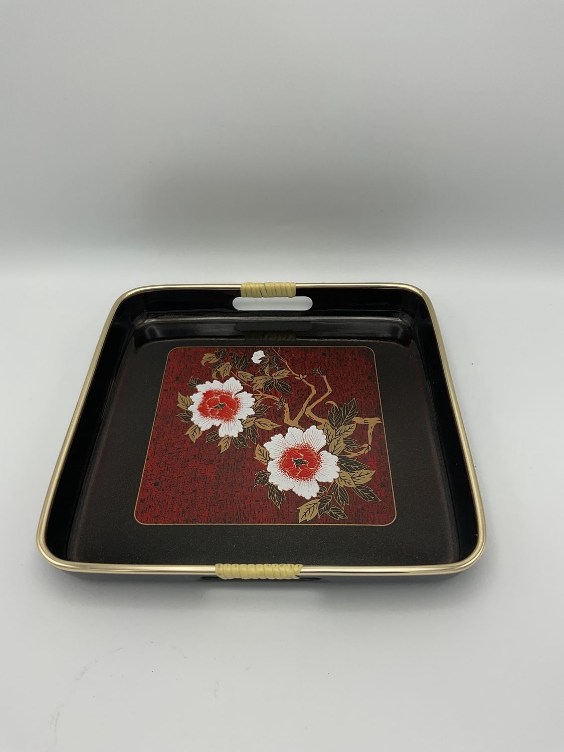 Japanese Vintage Floral Lacquer Serving Tray