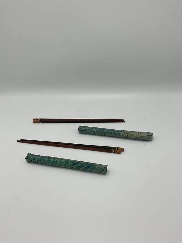Chopsticks with woven case set of 2