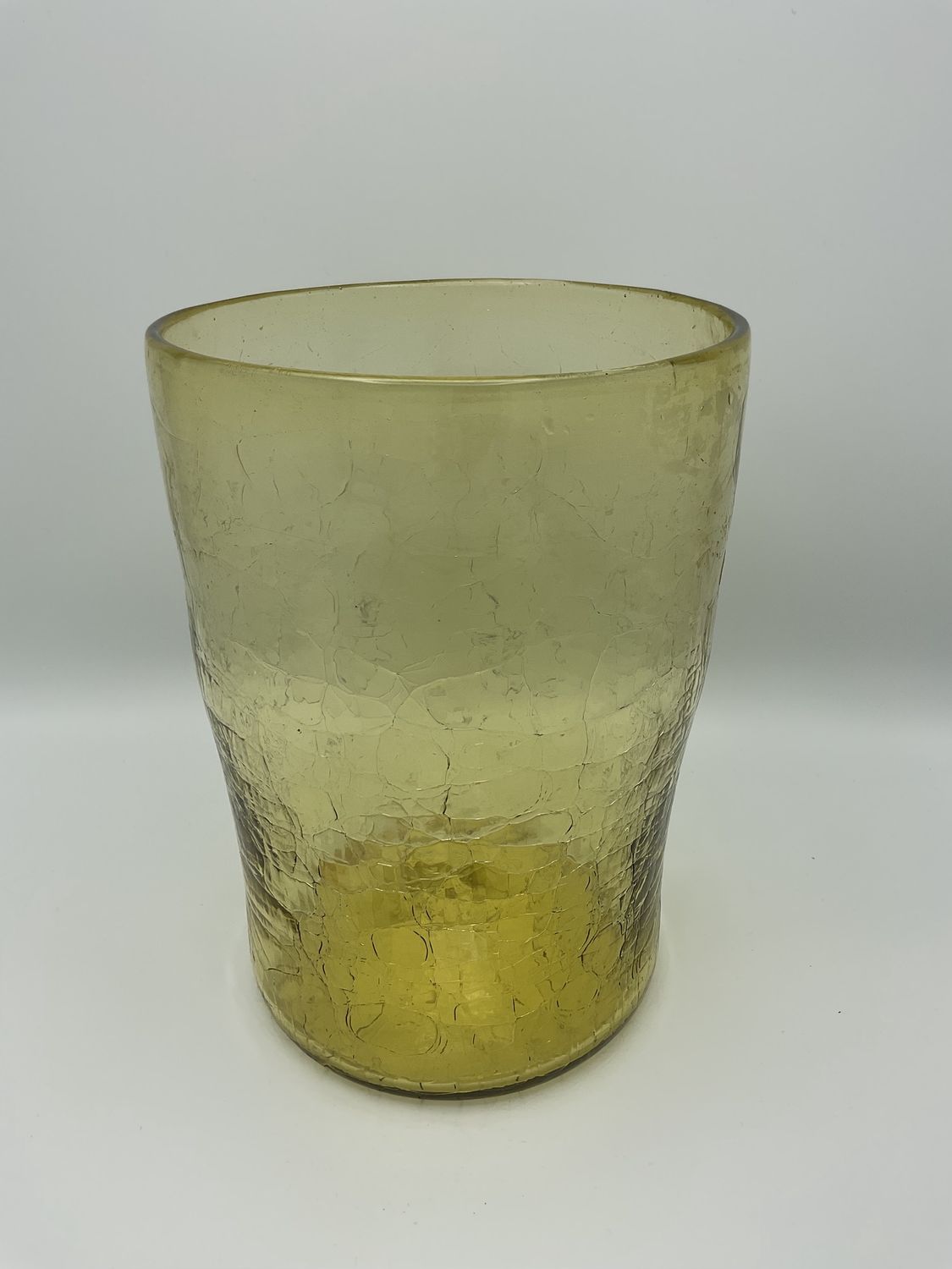 Bischoff Vintage Blown Glass Crackle Amber Vase