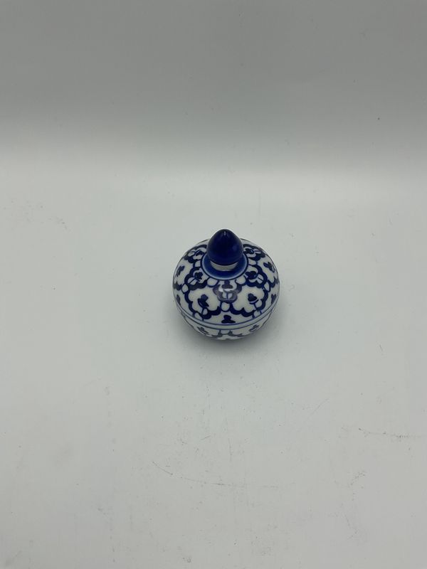 Benjarong Thai Mini Jar, blue lid 2x1.5