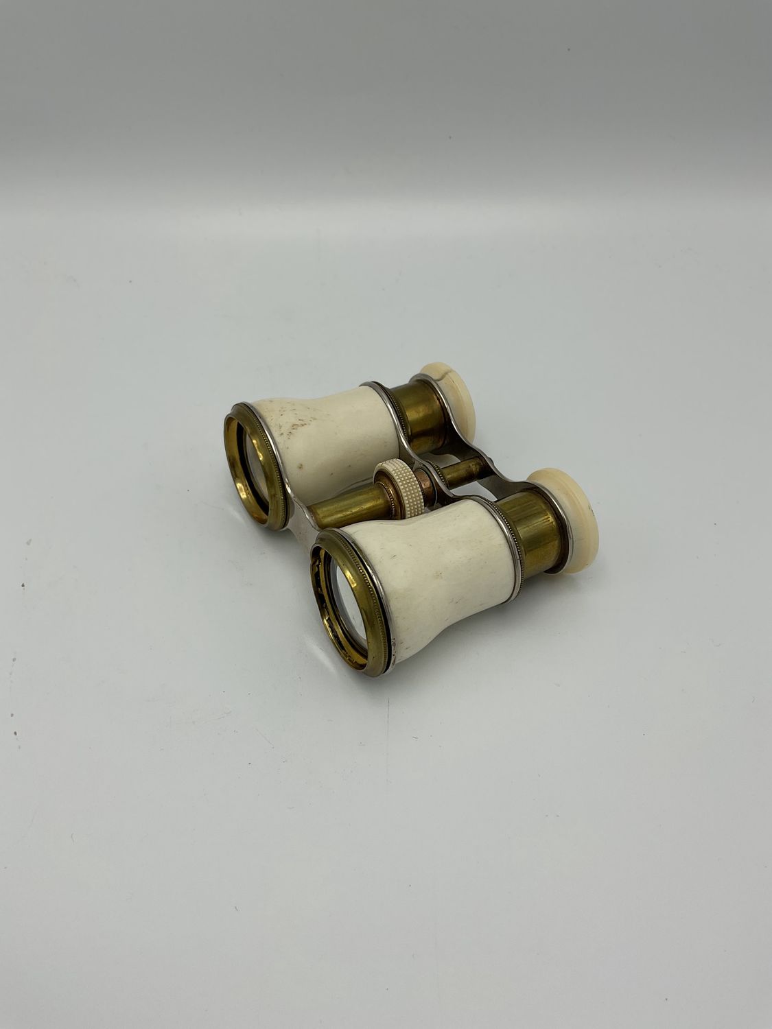 Brass &amp; Ivory-Colored Antique Enamel Opera Glasses