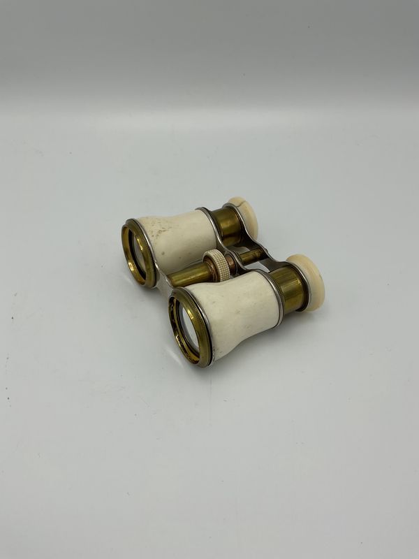 Brass &amp; Ivory-Colored Antique Enamel Opera Glasses