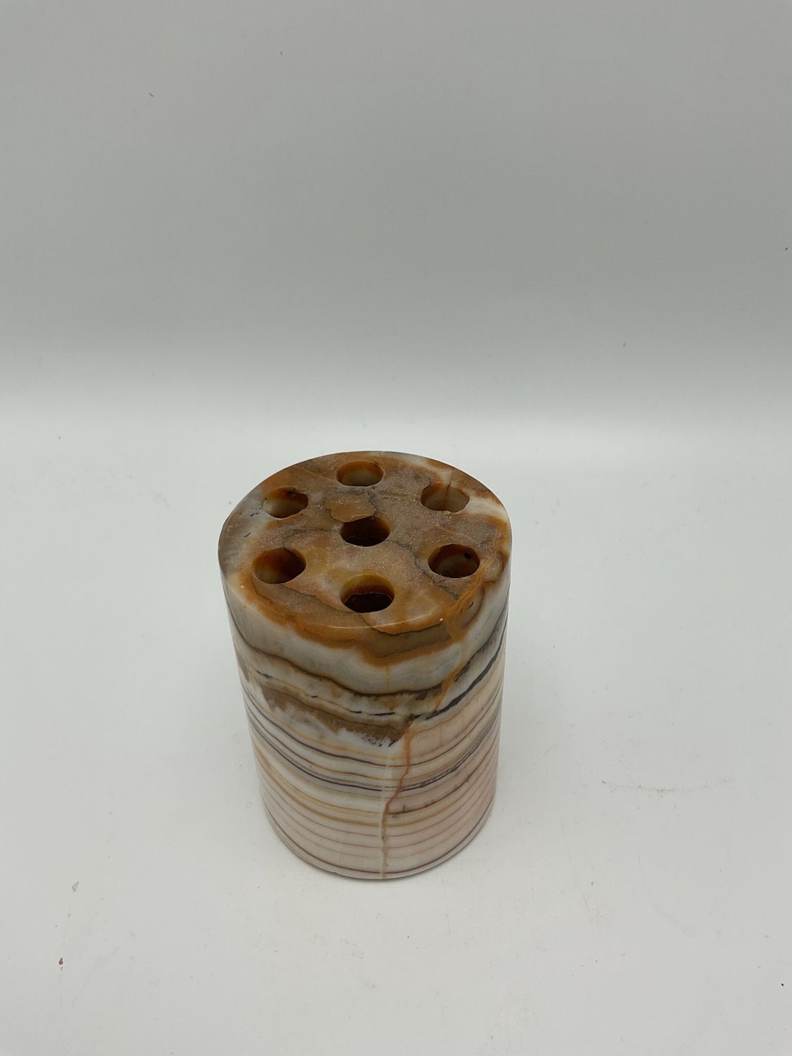 Hand-Carved Onyx Stone Pencil Holder 7 Hole
