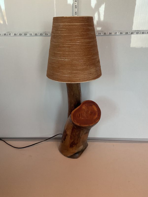 Hand-carved Rustic Log Table Lamp
