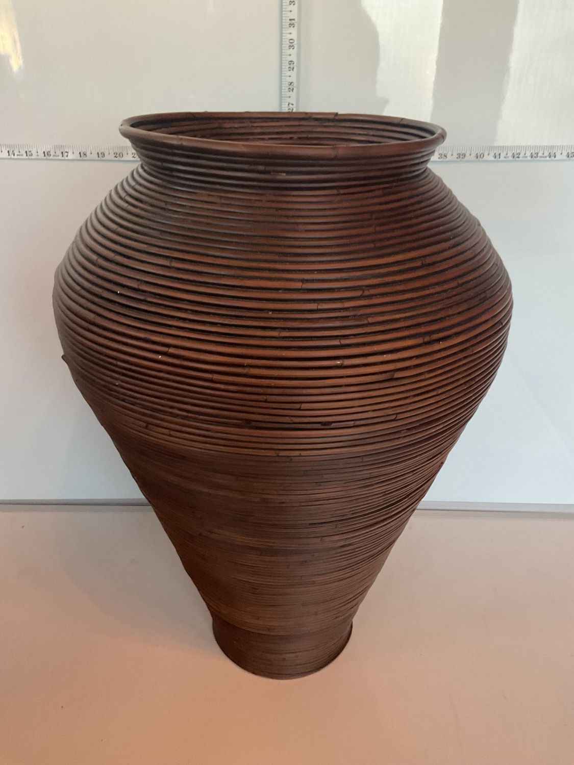 Large Vintage Pencil Reed Floor Vase